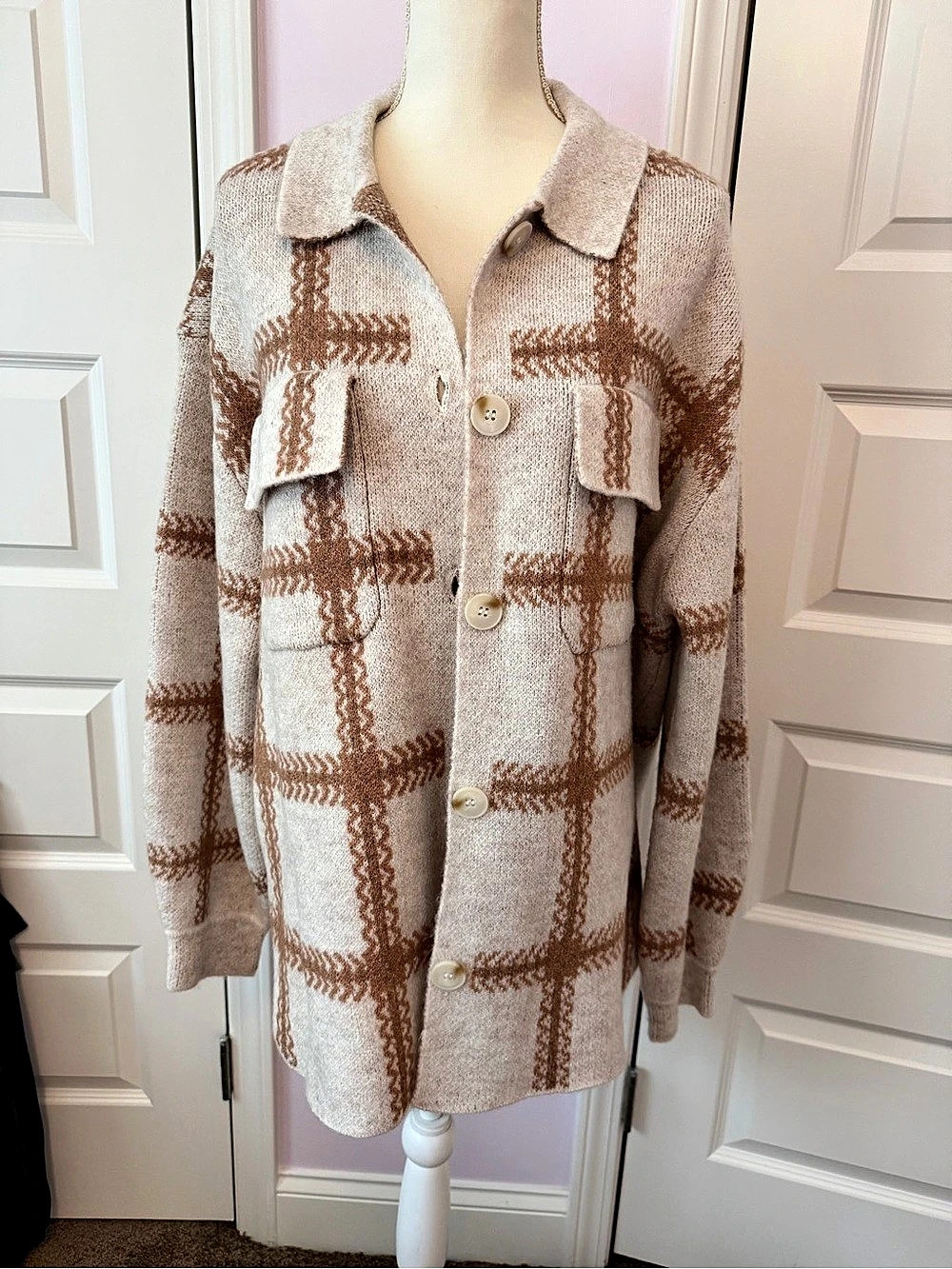 Z SUPPLY Plaid Tucker Jacket Cream & Brown